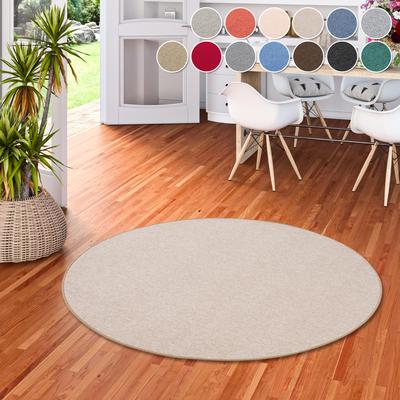 Teppich MY HOME "Fortis, Schlinge, Made in Netherlands", beige, H:5mm Ø:200cm, Kunstfaser, Teppiche, Uni Farben, gekettelt, strapazierfähig, Wohnzimmer Image