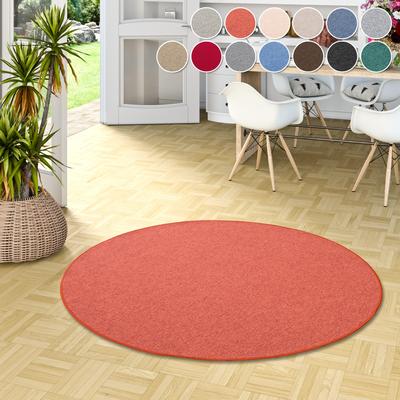Teppich MY HOME "Fortis, Schlinge, Made in Netherlands", orange (terrakotta), H:5mm Ø:100cm, Kunstfaser, Teppiche, Uni Farben, gekettelt, strapazierfähig, Wohnzimmer Image