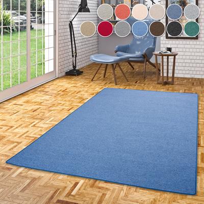 Teppich MY HOME "Fortis, Schlinge, Made in Netherlands", blau, B:100cm H:5mm L:400cm, Kunstfaser, Teppiche, Uni Farben, gekettelt, auch als Läufer, strapazierfähig, Wohnzimmer Image