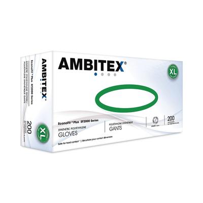 AMBITEX EconoFit Plus Powder-Free Polyethylene Gloves, X-Large, Clear, 200/Pack, 10 Packs/Carton (TXIEFXL2000)