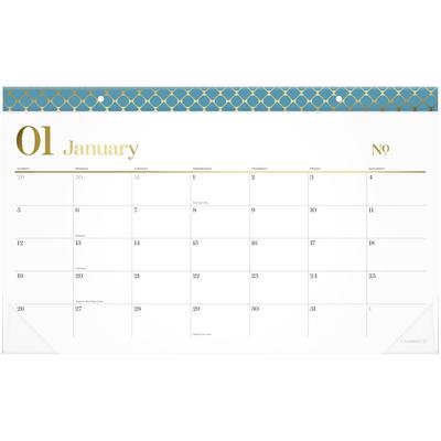 Cambridge WorkStyle Compact Monthly Desk Pad Calendar, 17.75 x 11, White Sheets, Blue/Gold Headband, 12-Month (Jan to Dec): 2025 (AAG160670512)