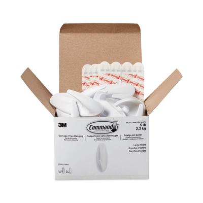 Command Designer Hooks, Plastic, White, 5 lb Cap, 16 Hooks and 24 Strips/Pack (MMM17083S16NA)