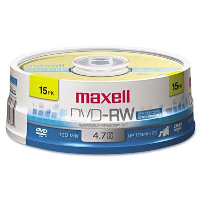 Maxell DVD-RW Discs, 4.7GB, 2x, Spindle, Gold, 15/Pack (MAX635117)