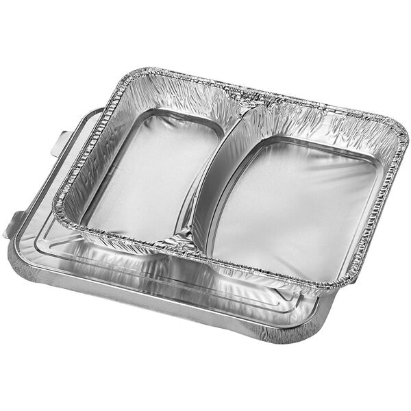 Papstar 50er-Pack Menüschalen mit Deckel 830,0 ml silber, 22.5x3x17.7 cm Image