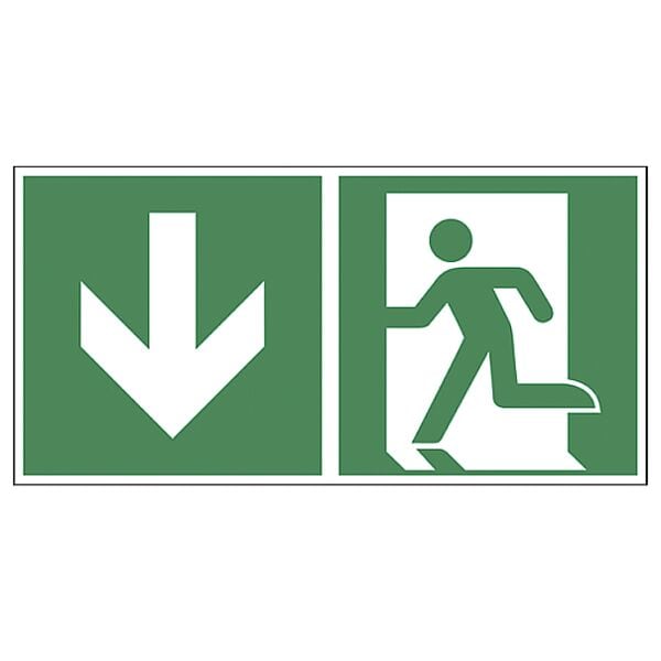 LimarLite Rettungszeichen »Notausgang abwärts [E001]« 30 x 15 cm Folie (0,1 mm), 30x15 cm Image