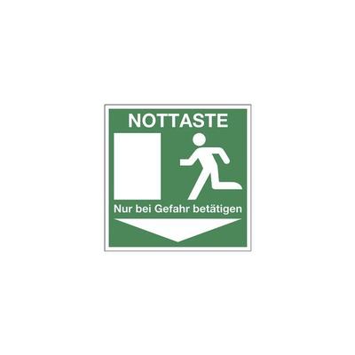 LimarLite Rettungszeichen »Nottaste - Bei Gefahr betätigen« 15 x 15 cm Folie (0,4 mm), 15x15 cm Image