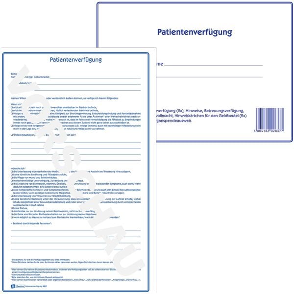 Avery Zweckform Vordruck-Satz Patientenverfügung A4 weiß Image
