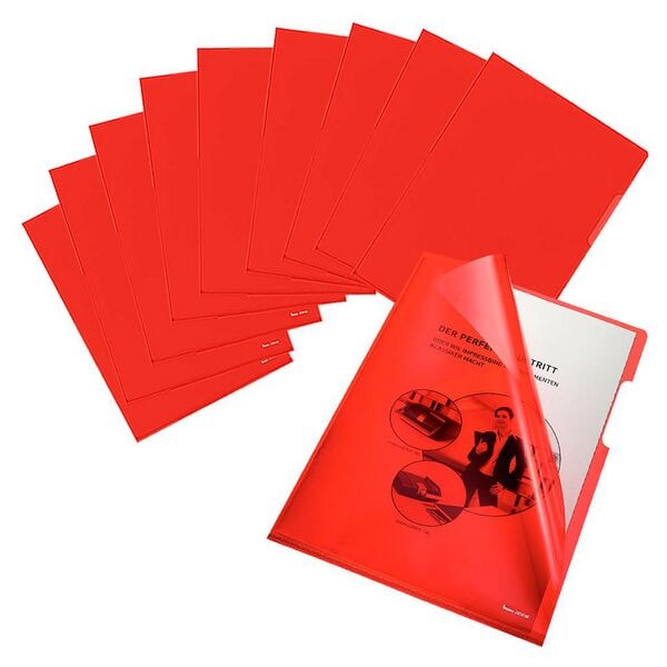 bene 100er-Pack Sichthüllen - A4 - glasklar - farbig rot Image