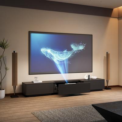 102.36"Modern Electric TV Stand with Ultra-short Throw Projector Cabinet, Premium Wooden Material, Automatic Telescopic Platform, Anti-pinch Function, Modern Home Theater Decor, Black