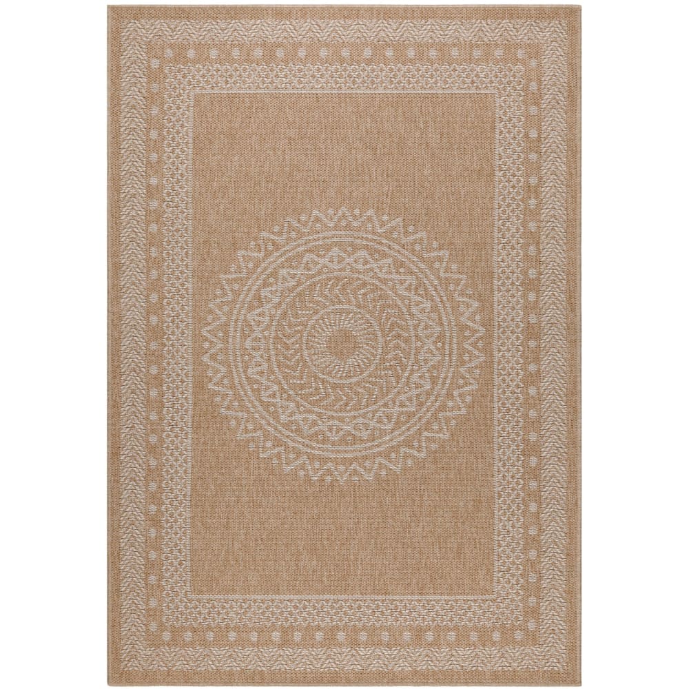 Tapis aspect jute motifs beige et crème 140x200cm
