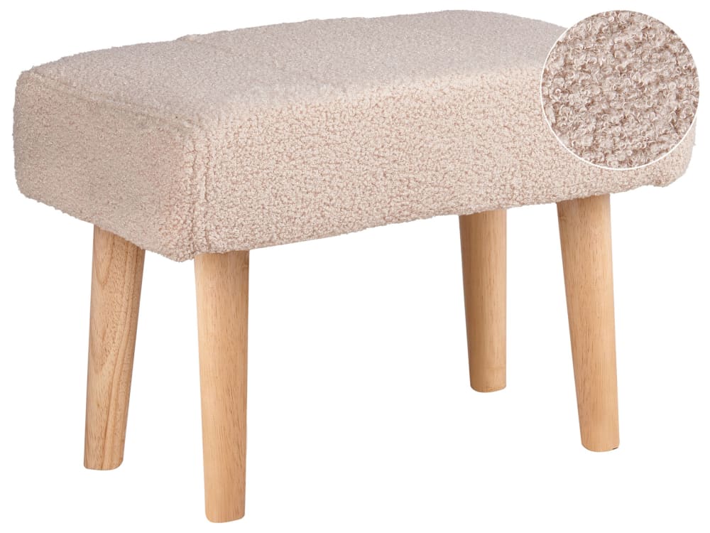 Repose-pied bouclé beige clair