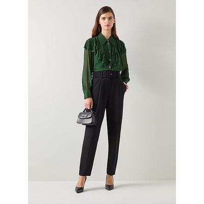 Margaux Dark Green Ruffle Shoulder Blouse, Dark Green