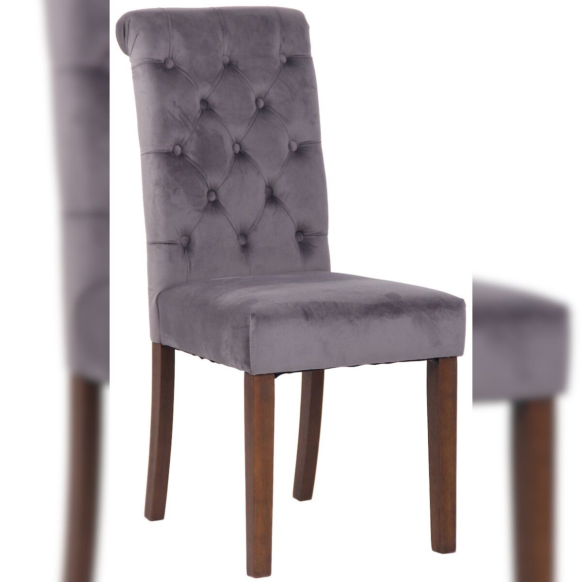 DELUKE® Esszimmerstuhl WALES Samt - 98x45x63cm, dunkelgrau, Holz Gestell Stühle Esszimmerstühle Stuhl Esszimmer Esstisch Stühle Küchenstuhl Image