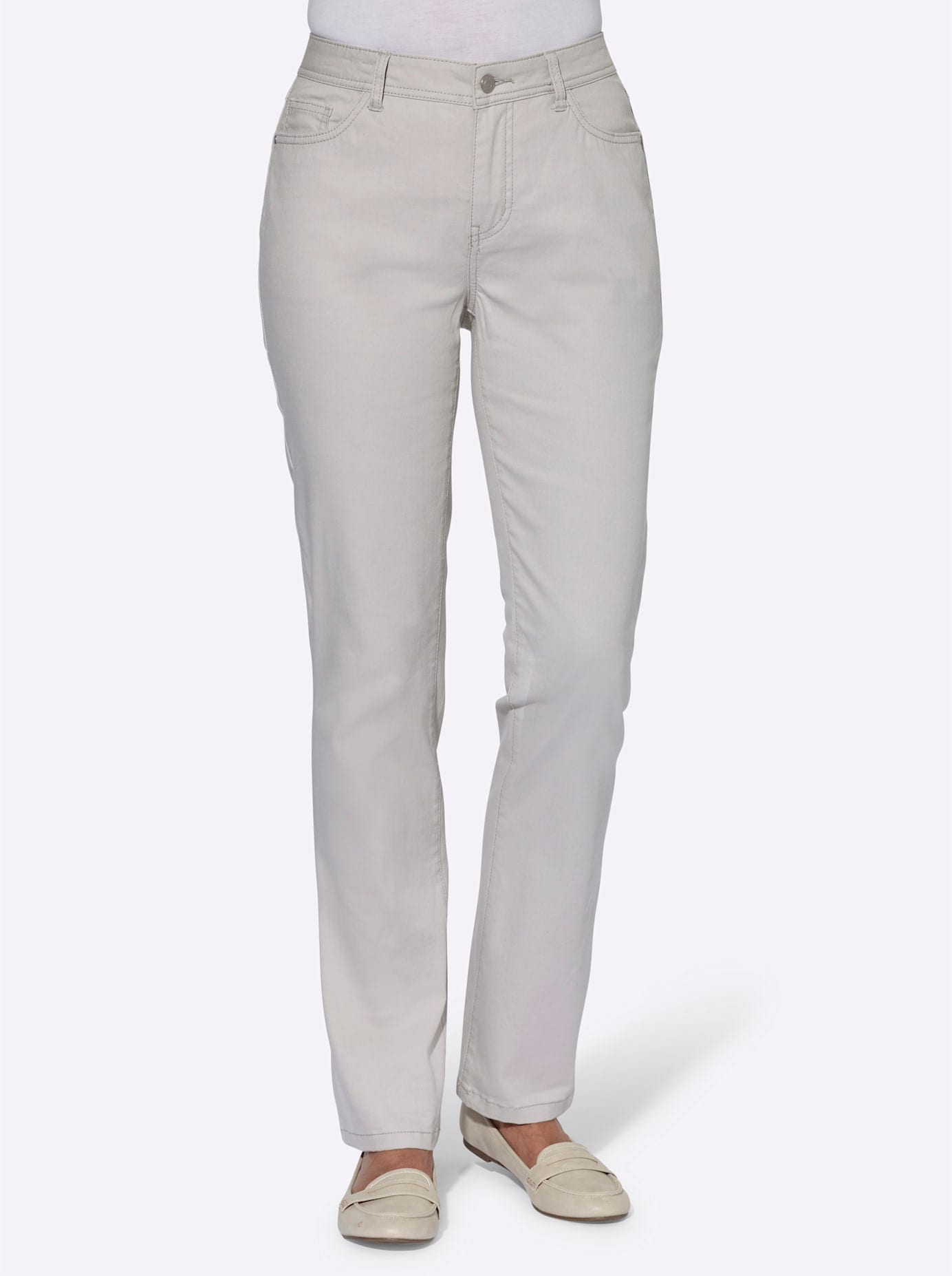 Bequeme Jeans CASUAL LOOKS, Damen, Gr. 23, Kurzgrößen, grau (hellgrau), 96% Baumwolle, 4% Elasthan, unifarben, lang, Jeans