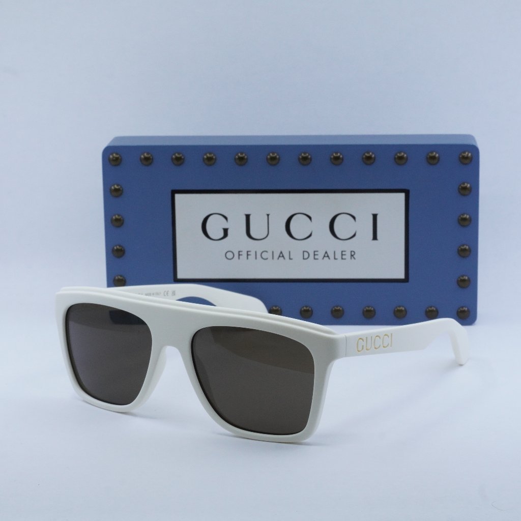 Gucci Accessories | Final Price! Gucci Gg1570s 003 Matte White/Brown Sunglasses | Color: Brown/White | Size: 57 - 18 - 145