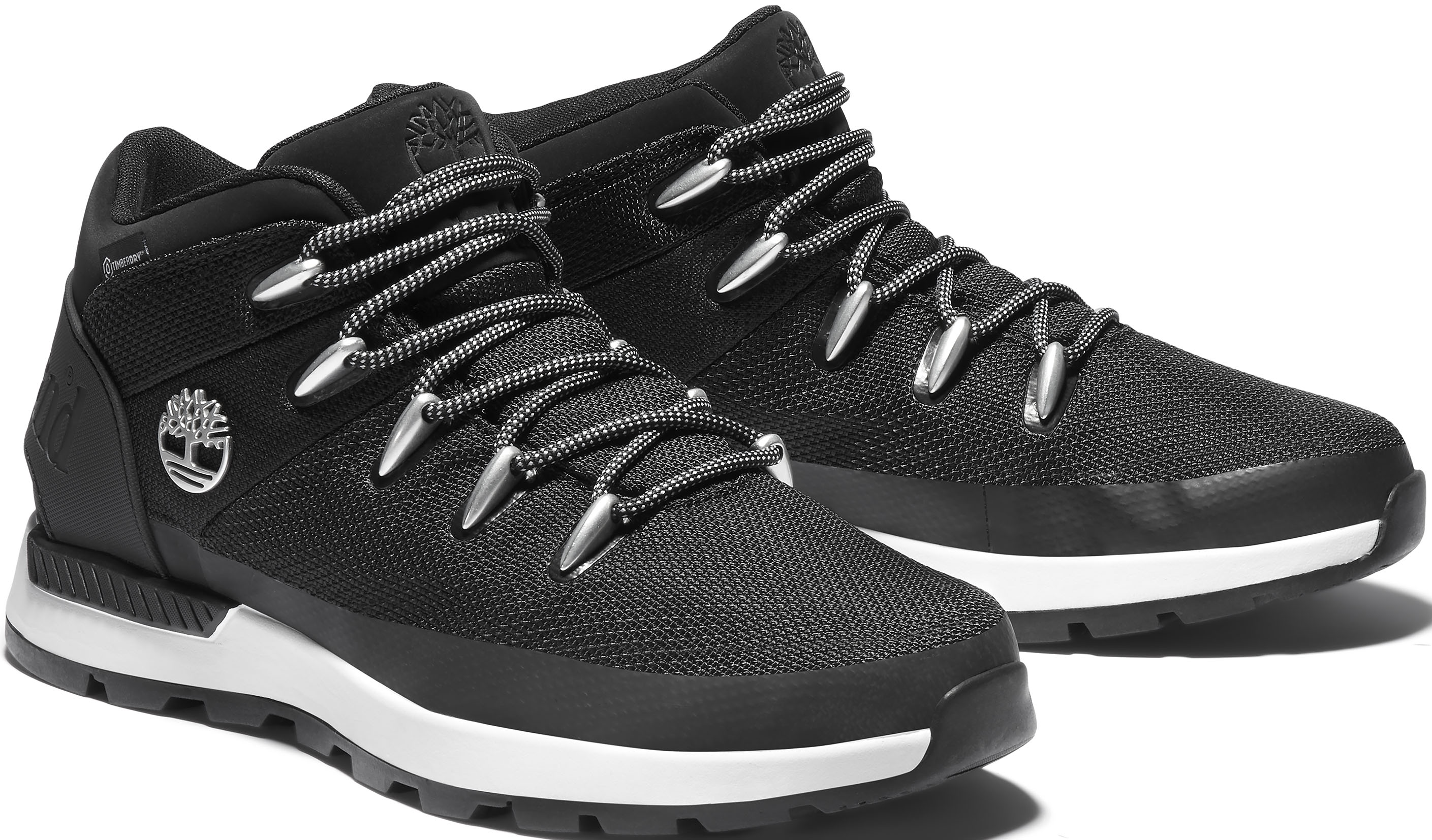 Schnürboots TIMBERLAND "Sprint Trekker Mid Fab WP", Damen, Gr. 46, schwarz, Textil, unifarben, Schuhe Schnürboots, Winterstiefel, Schnürstiefel, Winterschuhe, wasserdicht, Topseller