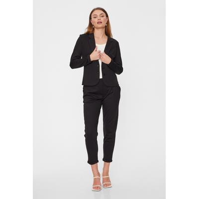 Stoffhose FREEQUENT "FQNANNI-ANKLE", Damen, Gr. S, N-Gr, schwarz, Web, Obermaterial: 73% Polyester, 24% Viskose, 3% Elasthan, unifarben, casual, bequem 7/8-Länge, Hosen, Sommerhose knöchellänge und mit 2-Knopf-Verschluss Image