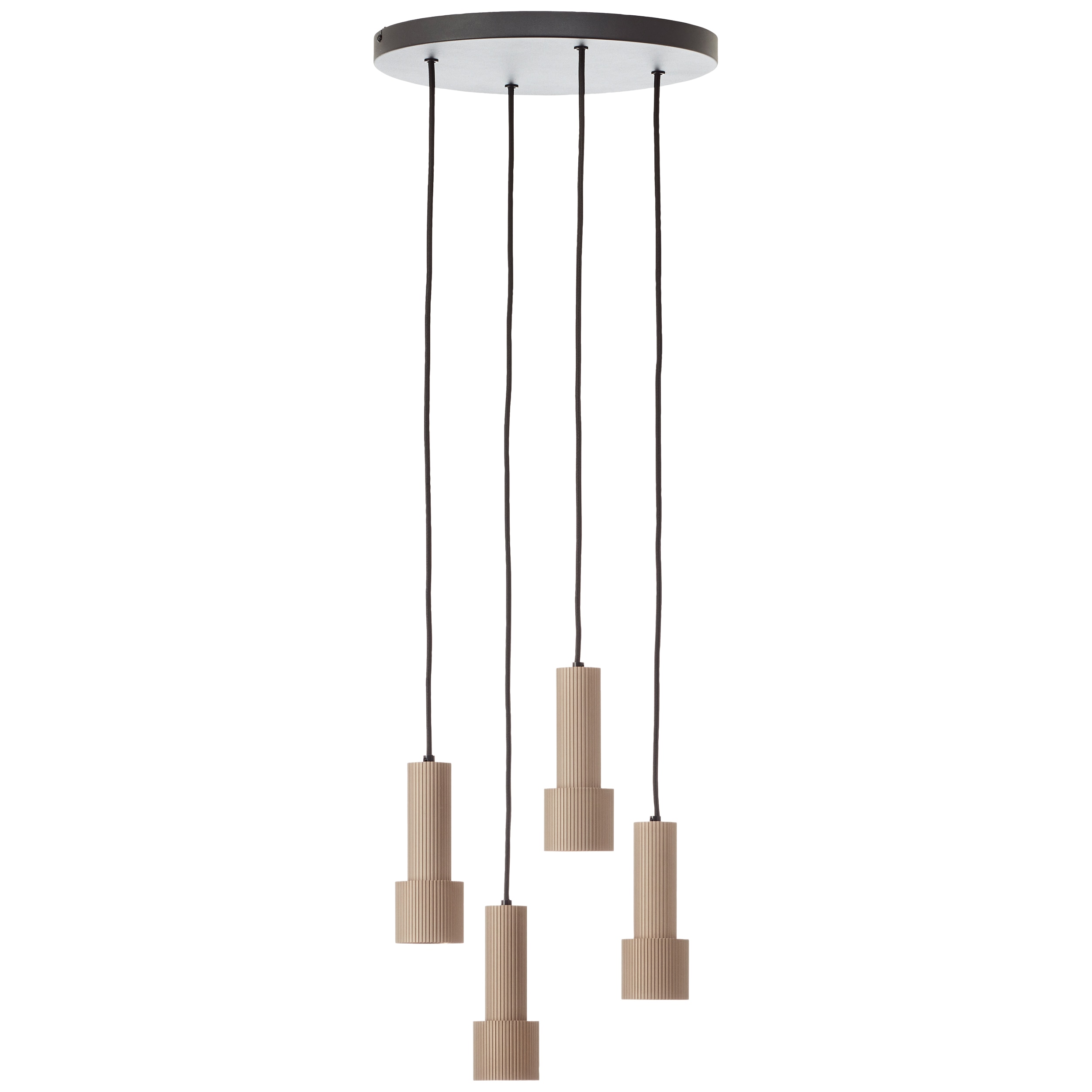 BRILLIANT Pendelleuchte "Cadiz", schwarz (schwarz matt, bronzefarben gebürstet), 4, Ø 35cm, 1 Stk., Leuchten, 150 x 35 cm, 4x GU10 Fassung, kürzbar, Aluminium, schwarz/bronzefarben Image
