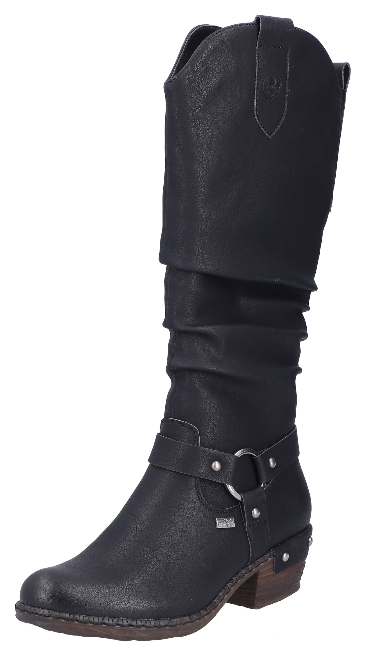 Westernstiefel RIEKER, Damen, Gr. 36, Normalschaft, schwarz, Lederimitat, unifarben, Schuhe, Blockabsatz, Cowboystiefel mit wasserabweisender riekerTEX-Membran