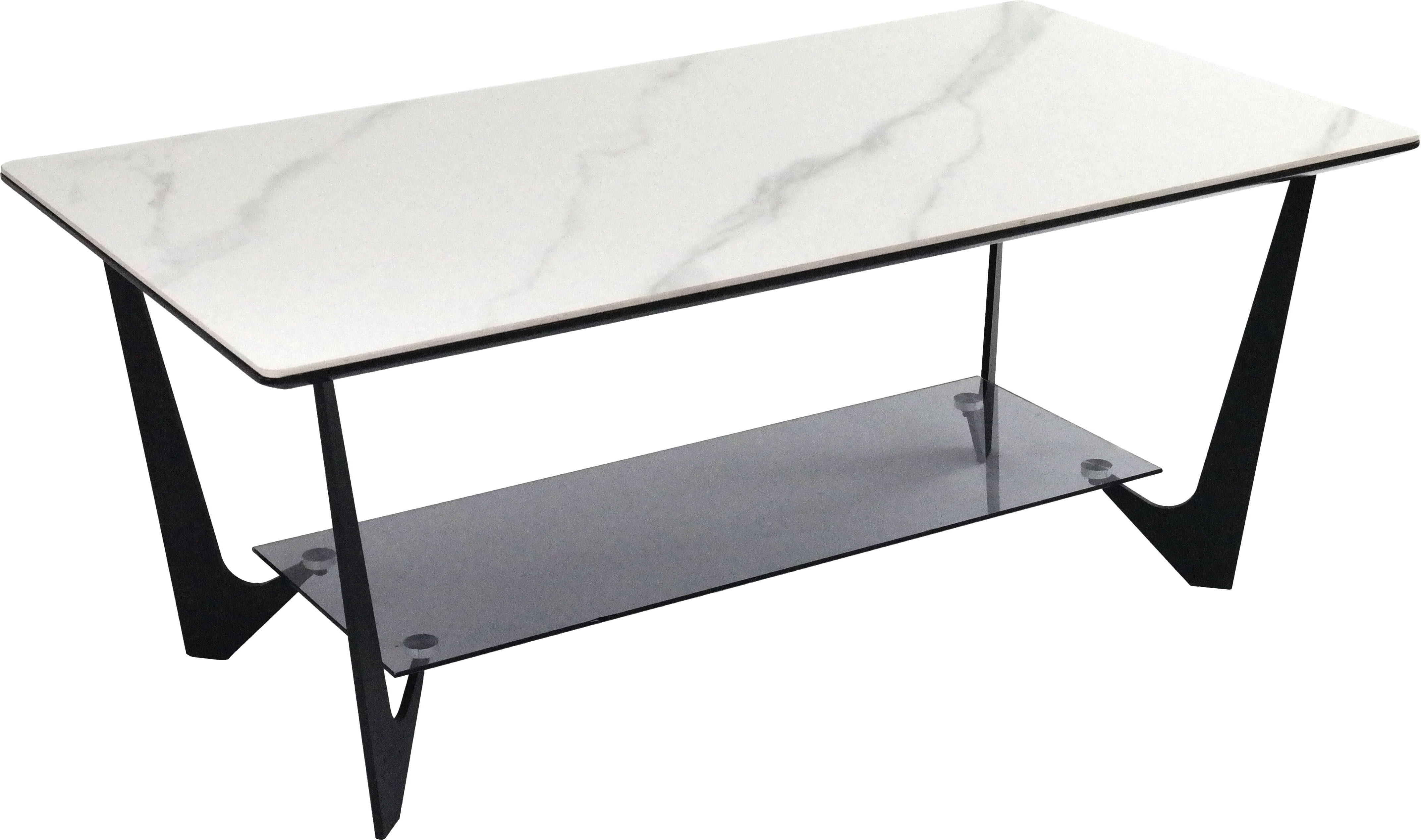 Couchtisch PAROLI, weiß (weiß, schwarz, weiß marmorisiert), B:110cm H:42cm T:60cm, Tische, Couchtisch