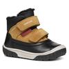 Winterboots GEOX "B OMAR BOY WPF C", Kinder, Gr. 27, schwarz (schwarz, curryfarben), Leder, Veloursleder, Textil, casual, Schuhe, Klettstiefel, Babystiefel Winterstiefel mit Warmfutter