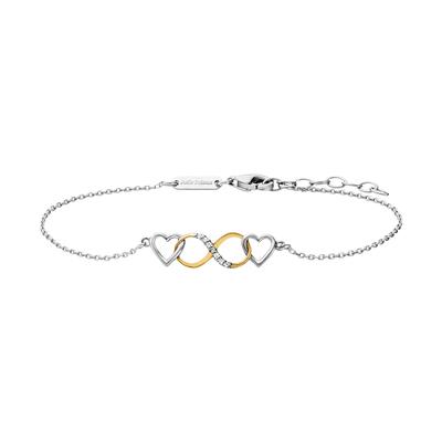 Armband JULIE JULSEN "925 Silber rhodiniert teils vergoldet Infinity Herz", bunt (mehrfarbig), Armbänder, Damen, 19cm, S