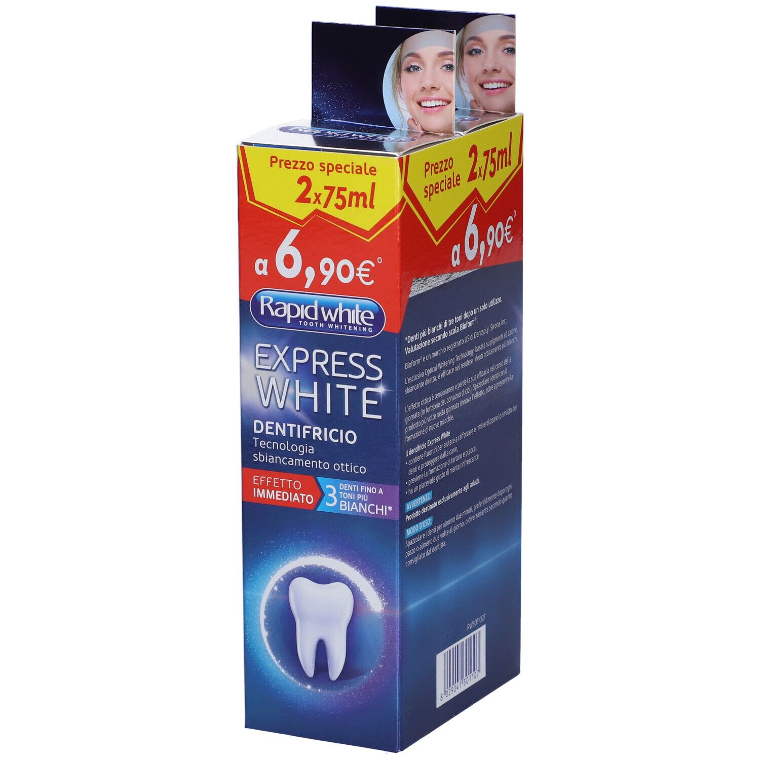Rapid White Express Dentifricio Sbiancante Confezione Doppia 150 ml