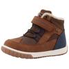 Winterboots TOM TAILOR, Kinder, Gr. 26, braun (cognac, blau), Lederimitat, Textil, unifarben, kontrastfarbene Details, casual, Schuhe, Klettschuh, High-Top-Sneaker, Outdoorschuh mit Kontrastnähten