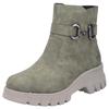 Winterstiefelette RIEKER, Damen, Gr. 39, grün (khaki), Lederimitat, modisch, Schuhe, Winterboots, Plateausohle, mit Zierschnalle und Innenreißverschluss