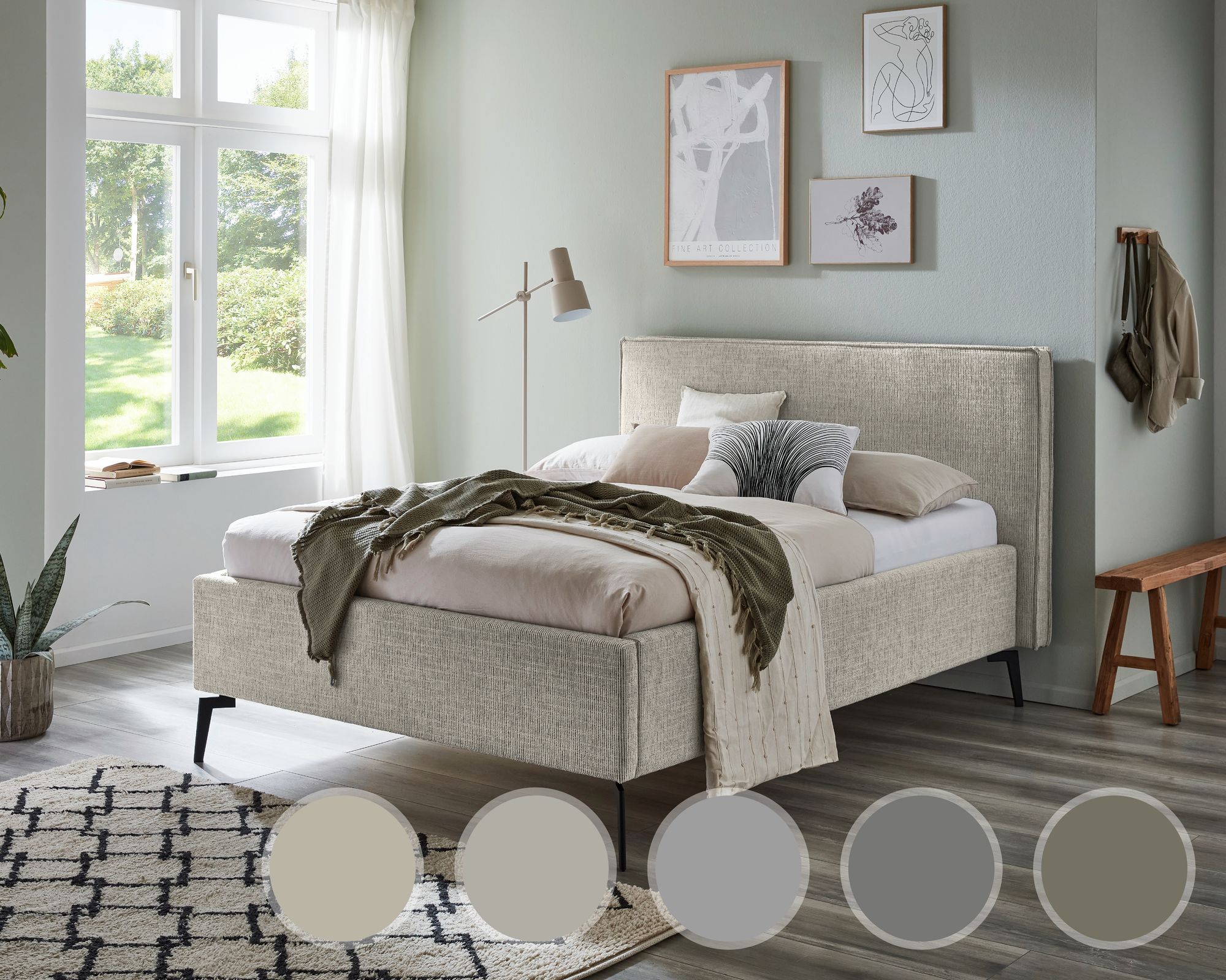 meise.möbel »Riva« Polsterbett mit Bettkasten 180x200 cm / moss / Metallfüße schwarz / ohne Bettkasten