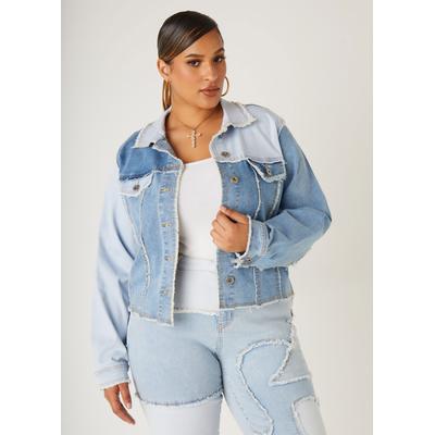 Plus Size Patchwork Denim Jacket