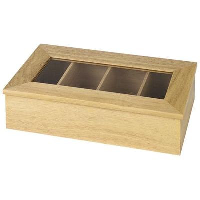 APS Teebox aus Holz mit Sichtfenster braun, 35.5x9x28 cm Image