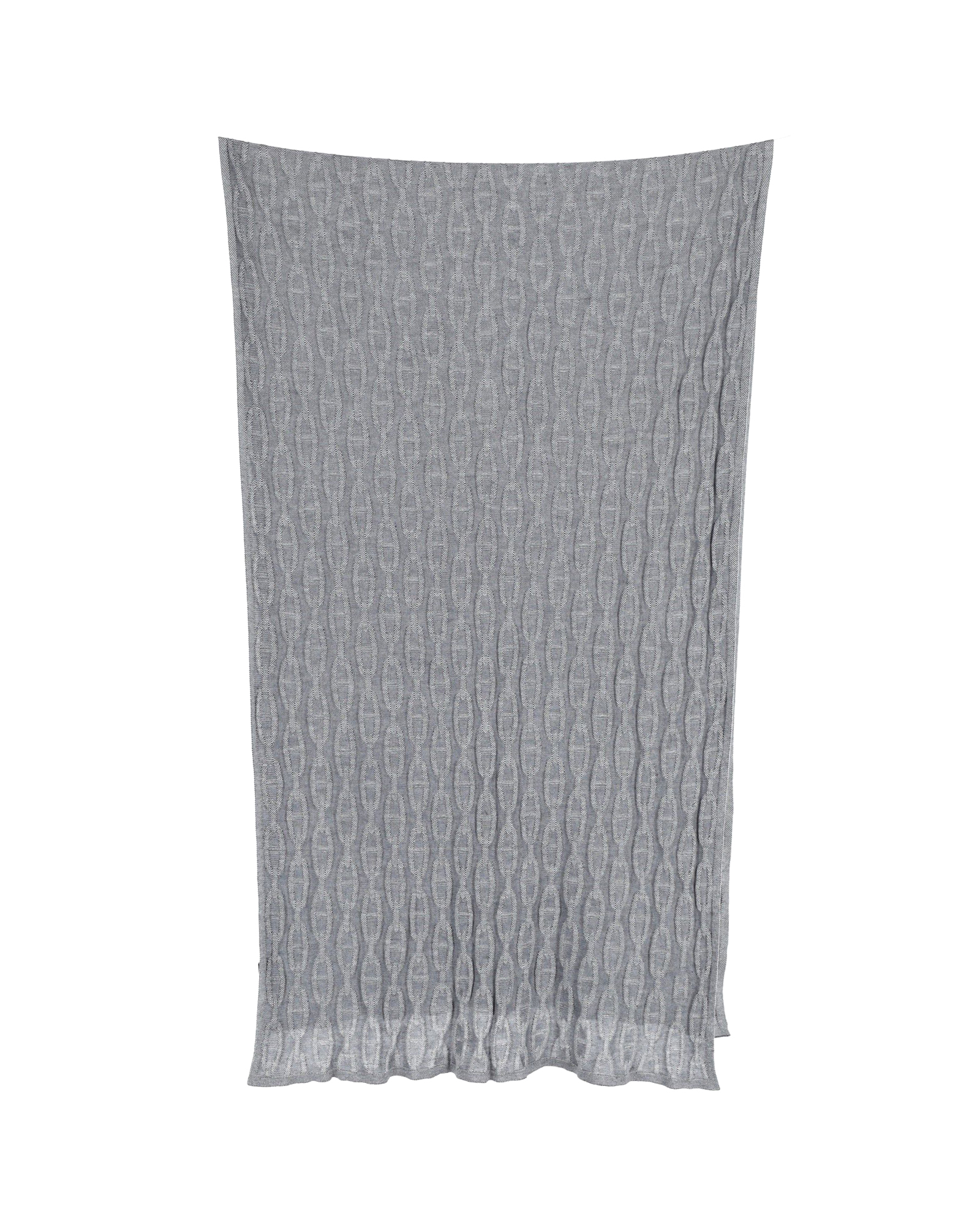 Hermes Pre-owned Mens Chain-motif Knit Muffler in Grey Cotton and Silk - One Size | Hermes Pre-owned Sale | Discount Designer Brands
