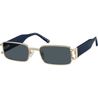 Zenni Men's Rectangle Rx Sunglasses Gold Mixed Full Rim Frame