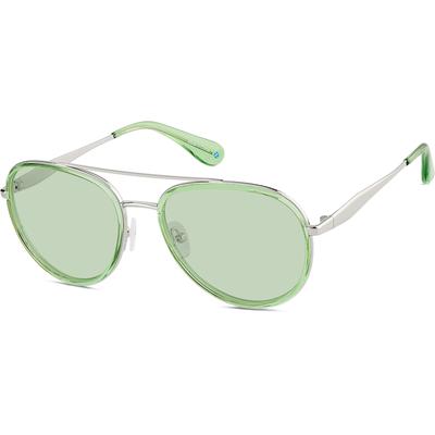Zenni Women's Aviator Rx Sunglasses Green Mixed Full Rim Frame