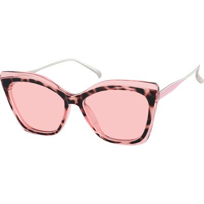 Zenni Women's Retro Cat-Eye Rx Sunglasses Pink Mixed Full Rim Frame