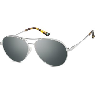 Zenni Women's Aviator Rx Sunglasses Silver Stainless Steel Full Rim Frame