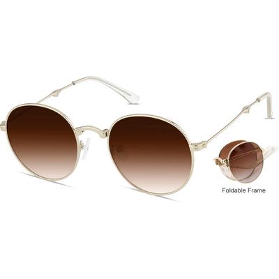 Zenni Round Rx Sunglasses Gold Stainless Steel Full Rim Frame