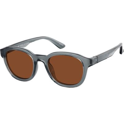 Zenni Round Rx Sunglasses Gray Bio-Based Full Rim Frame