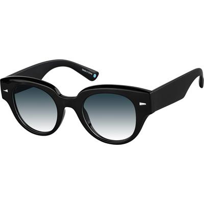 Zenni Round Rx Sunglasses Black Plastic Full Rim Frame