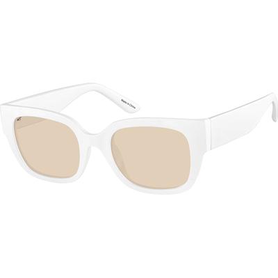 Zenni Women's Square Rx Sunglasses White Plastic Full Rim Frame