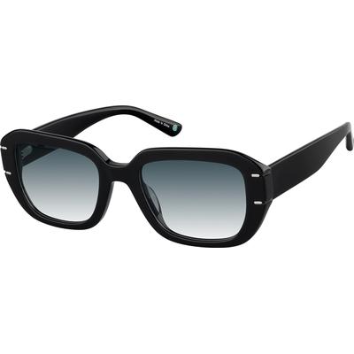 Zenni Women's Square Rx Sunglasses Black Plastic Full Rim Frame