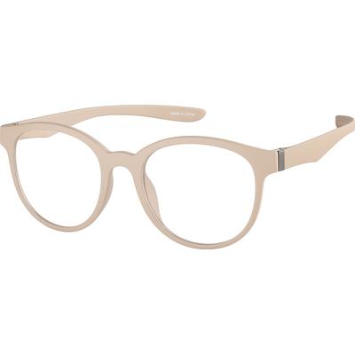 Zenni Round Glasses Cream Plastic Full Rim Frame