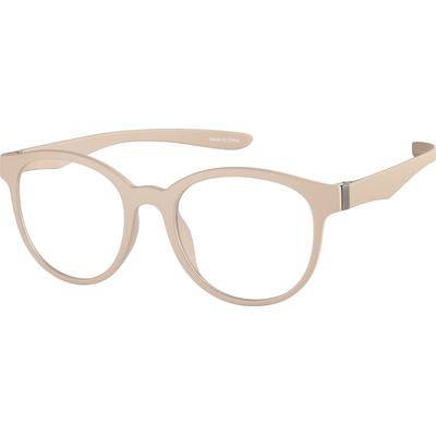 Zenni Round Prescription Glasses Cream Plastic Full Rim Frame