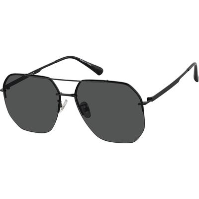 Zenni Men's Aviator Sunglasses Black Stainless Steel Full Rim Frame