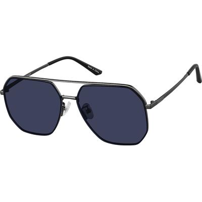 Zenni Men's Aviator Sunglasses Gray Stainless Steel Full Rim Frame