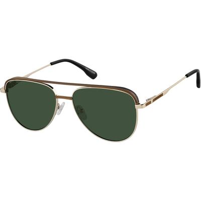 Zenni Men's Aviator Sunglasses Gold Stainless Steel Full Rim Frame