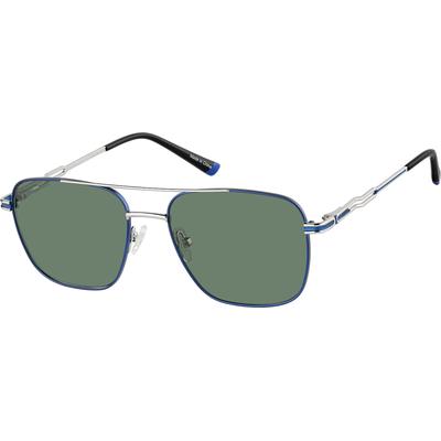 Zenni Men's Aviator Sunglasses Blue Stainless Steel Full Rim Frame