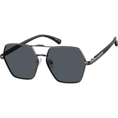 Zenni Women's Aviator Sunglasses Gray Mixed Full Rim Frame