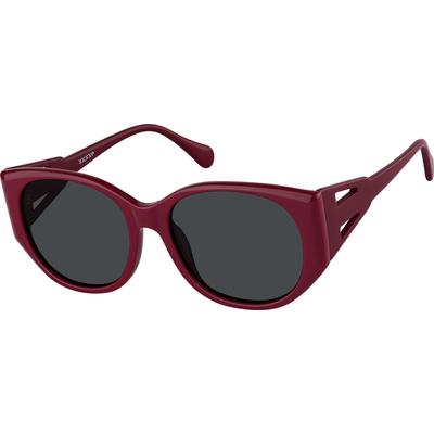 Zenni Women's Cat-Eye Sunglasses Red Plastic Full Rim Frame